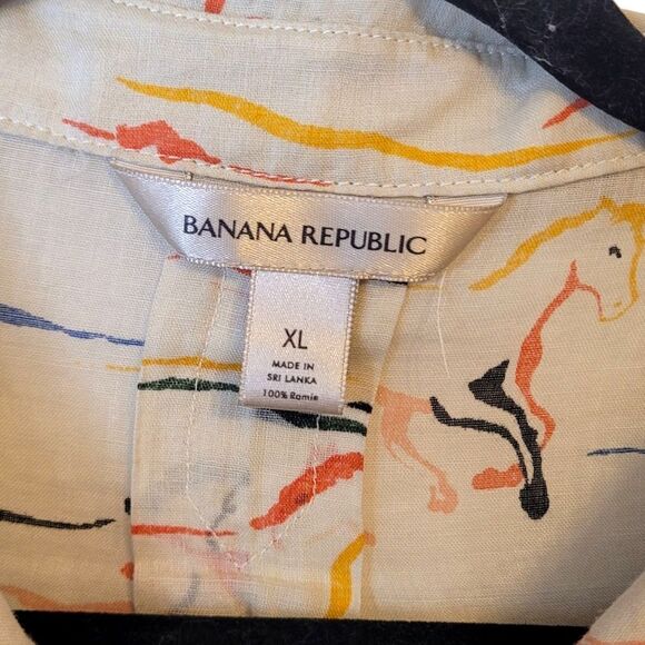 Banana Republic Women's Desert Print Ramie Utility Shirt Size XL - Picture 3 of 8